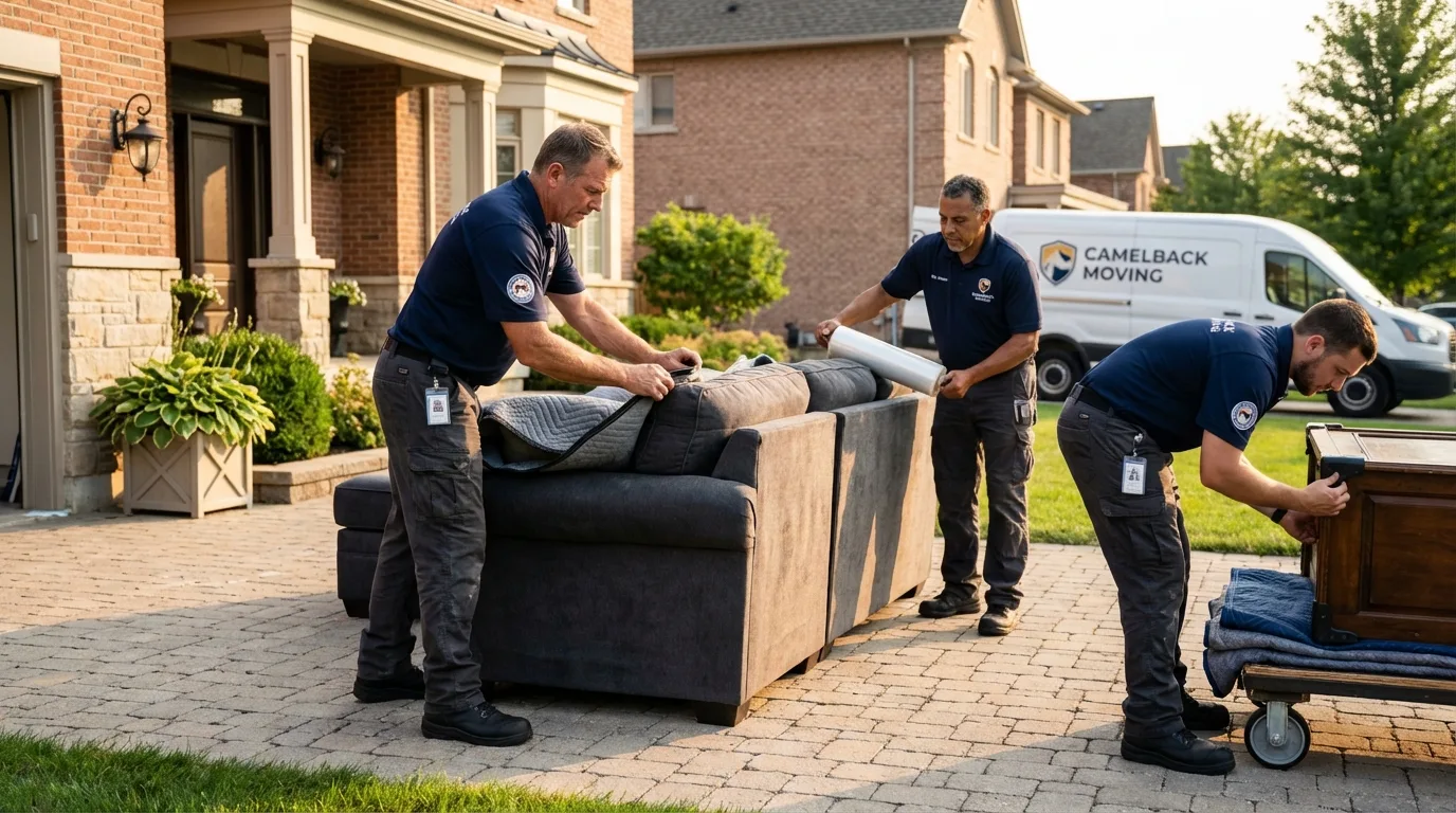 Large estate moving crew wrapping furniture in Mentor, OH